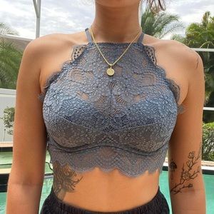 lace high neck bra
